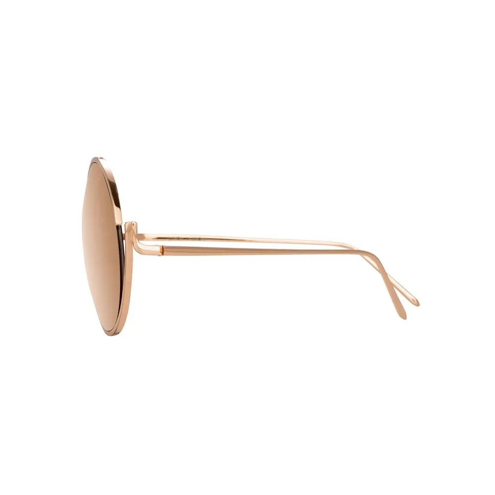 Linda Farrow - Occhiali da Sole Rotondi 680 C3 in Oro Rosa - LFL680C3SUN - Linda Farrow Eyewear