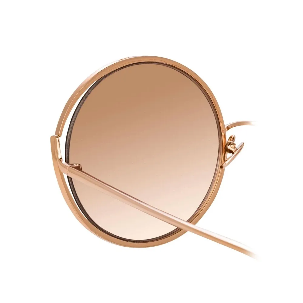 Linda Farrow - Occhiali da Sole Rotondi 680 C3 in Oro Rosa - LFL680C3SUN - Linda Farrow Eyewear