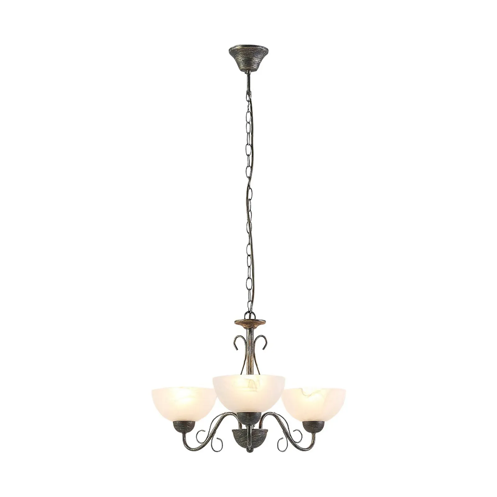 Lindby lampada a sospensione Mohija, a 3 luci, Ø 60 cm, vetro, E27