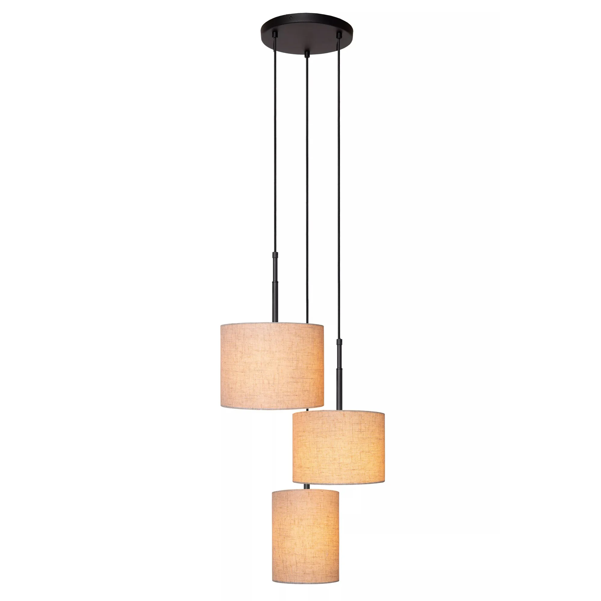 Lucide  Lampada a sospensione in metallo dal design moderno con 3 diffusori in tessuto Maya - 40W