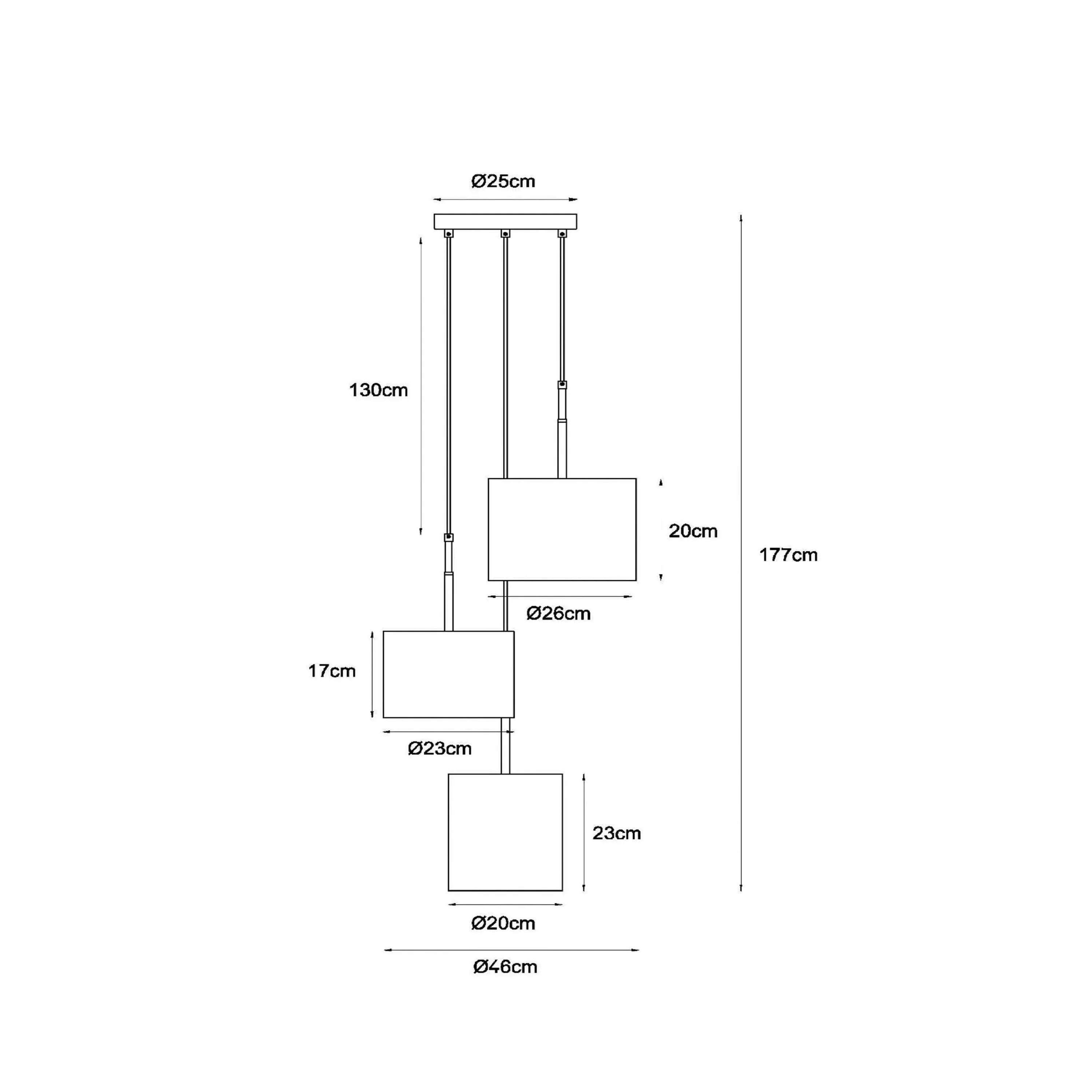 Lucide  Lampada a sospensione in metallo dal design moderno con 3 diffusori in tessuto Maya - 40W