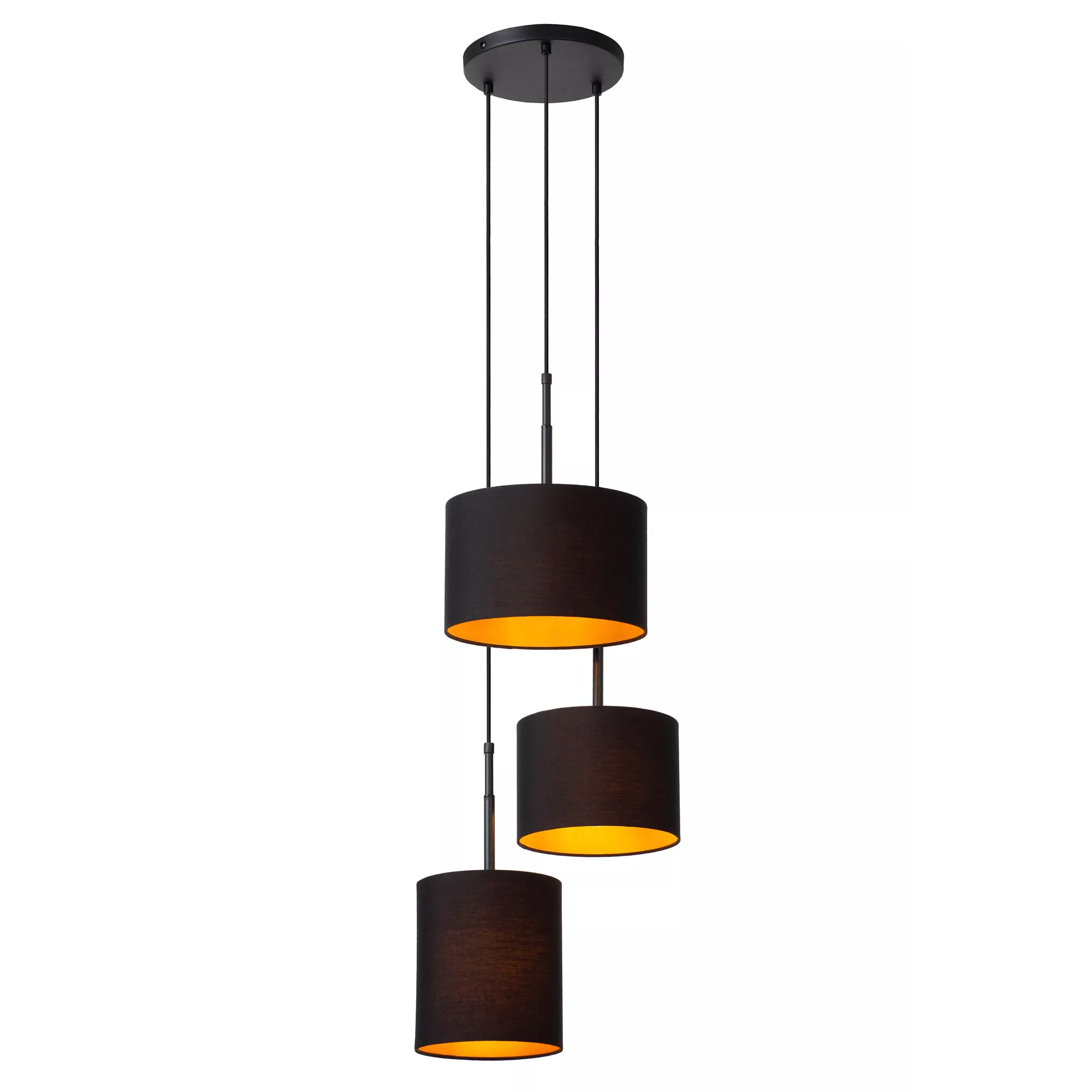 Lucide  Lampada a sospensione in metallo dal design moderno con 3 diffusori in tessuto Maya - 40W