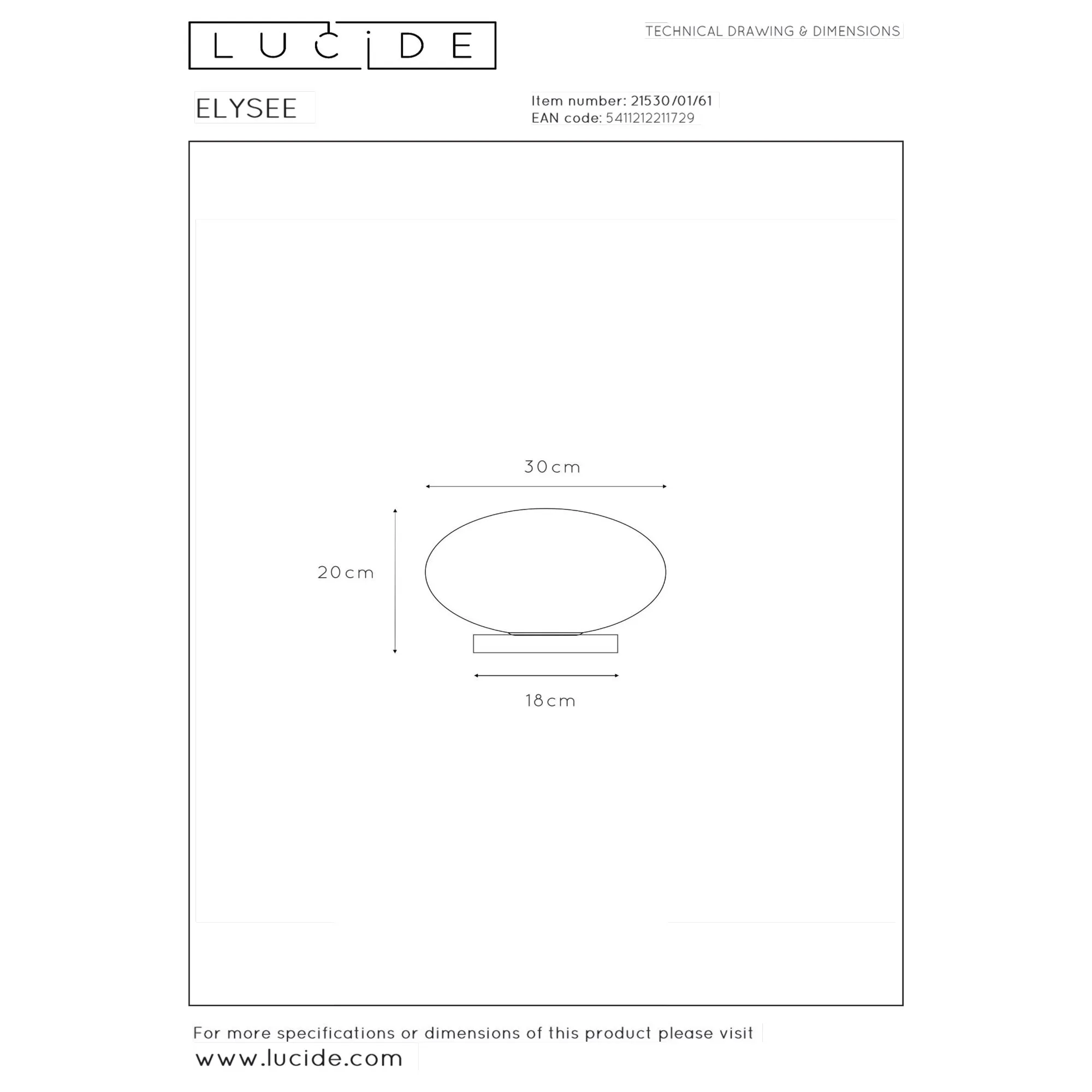 Lucide  Lampada da tavolo moderna struttura in metallo e diffusore in vetro opalino Elysee - 40W