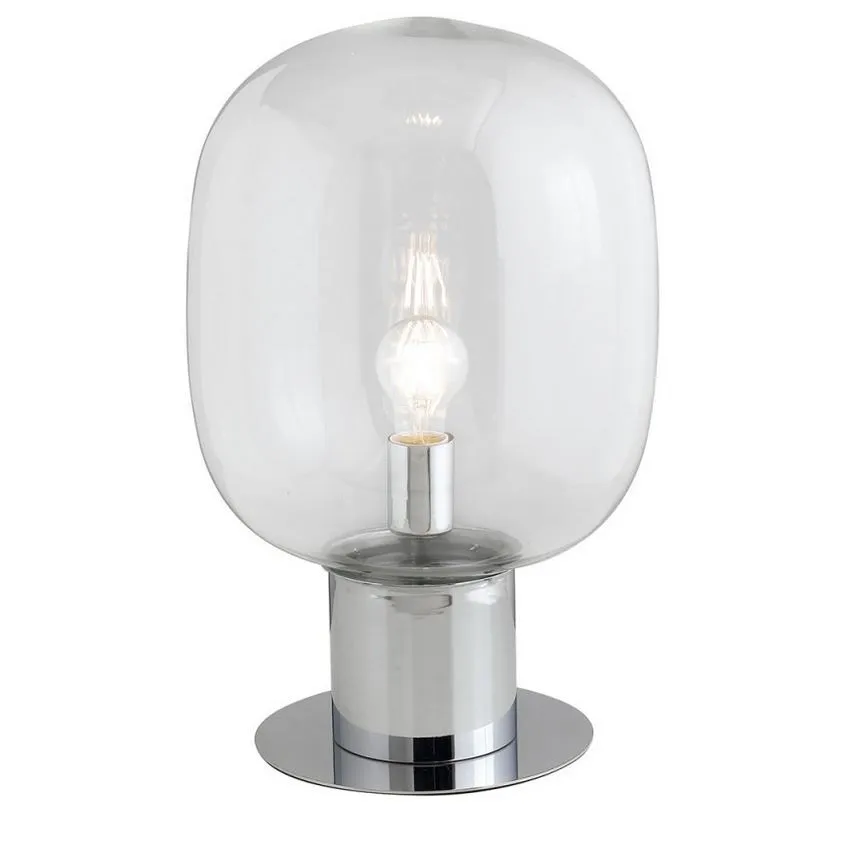 Lumetto Comodino Cromo Vetro Trasparente Fellini 18cm Fan Europe
