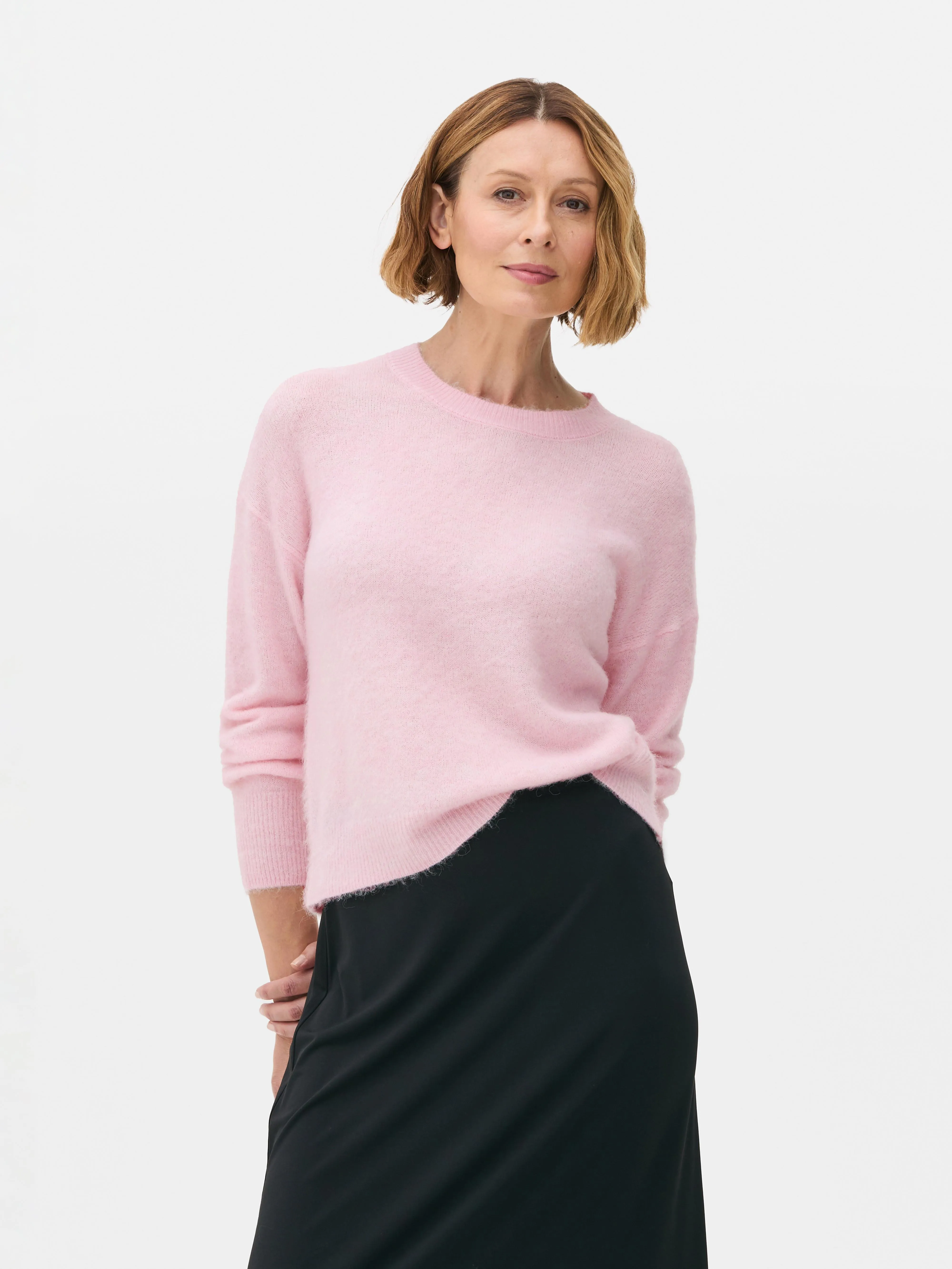 Maglia girocollo in filato spazzolato