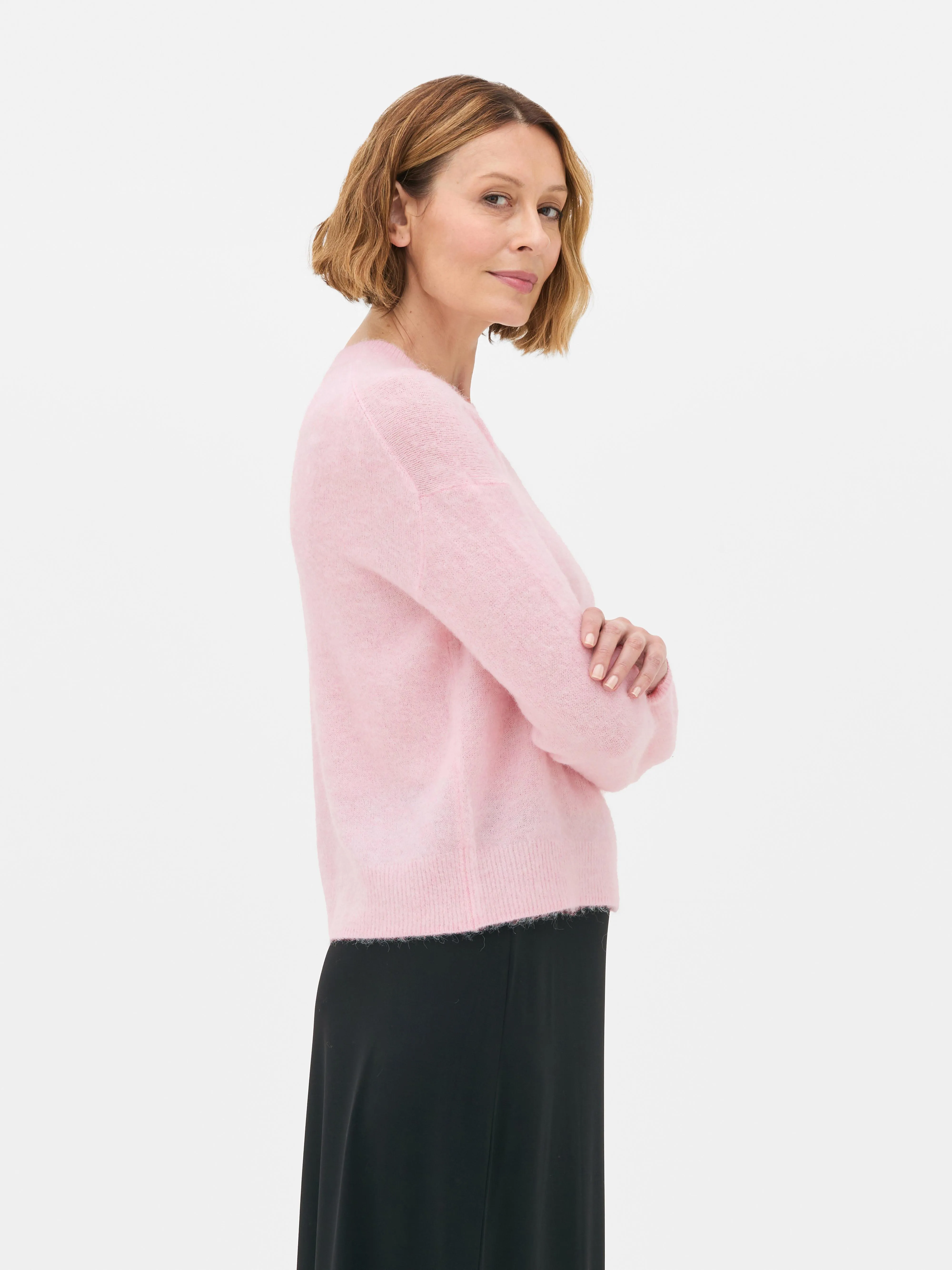 Maglia girocollo in filato spazzolato