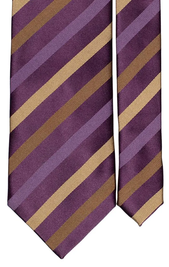 Man Violet Beige Regimental Silk Tie 463