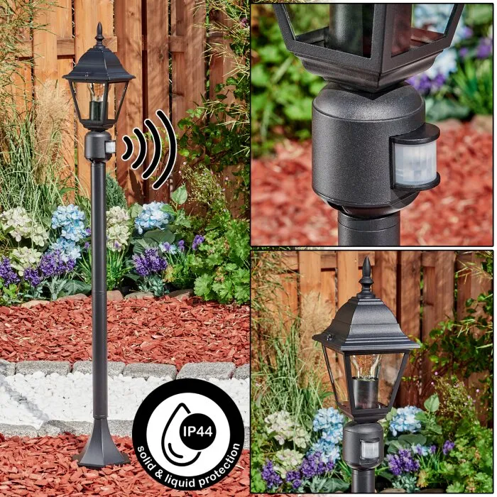 Naofe Lampioncino Segnapasso Nero, 1-Luce, Sensori di movimento