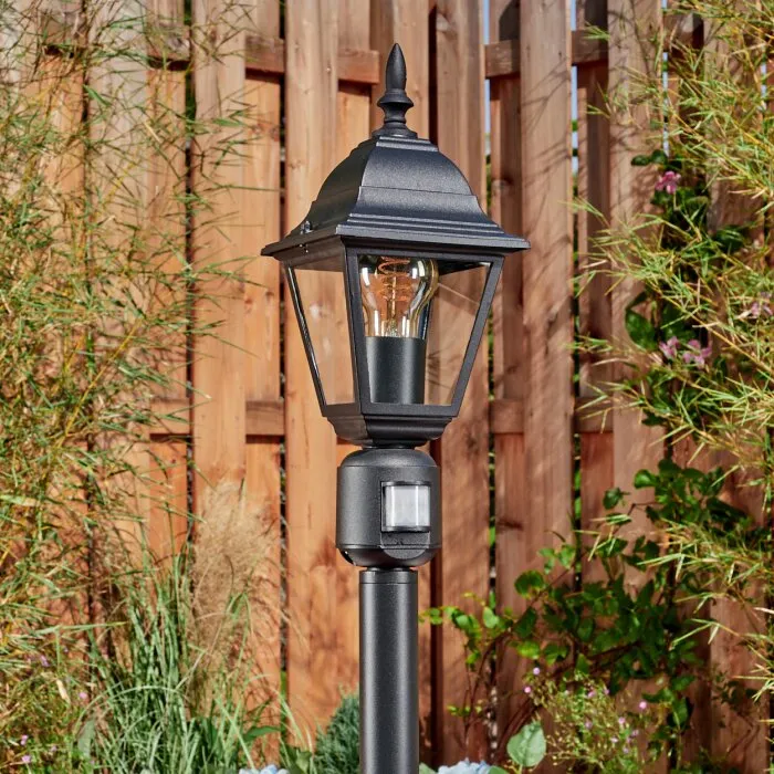 Naofe Lampioncino Segnapasso Nero, 1-Luce, Sensori di movimento