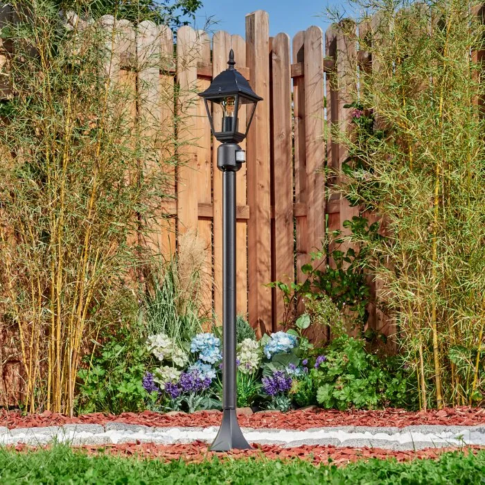 Naofe Lampioncino Segnapasso Nero, 1-Luce, Sensori di movimento