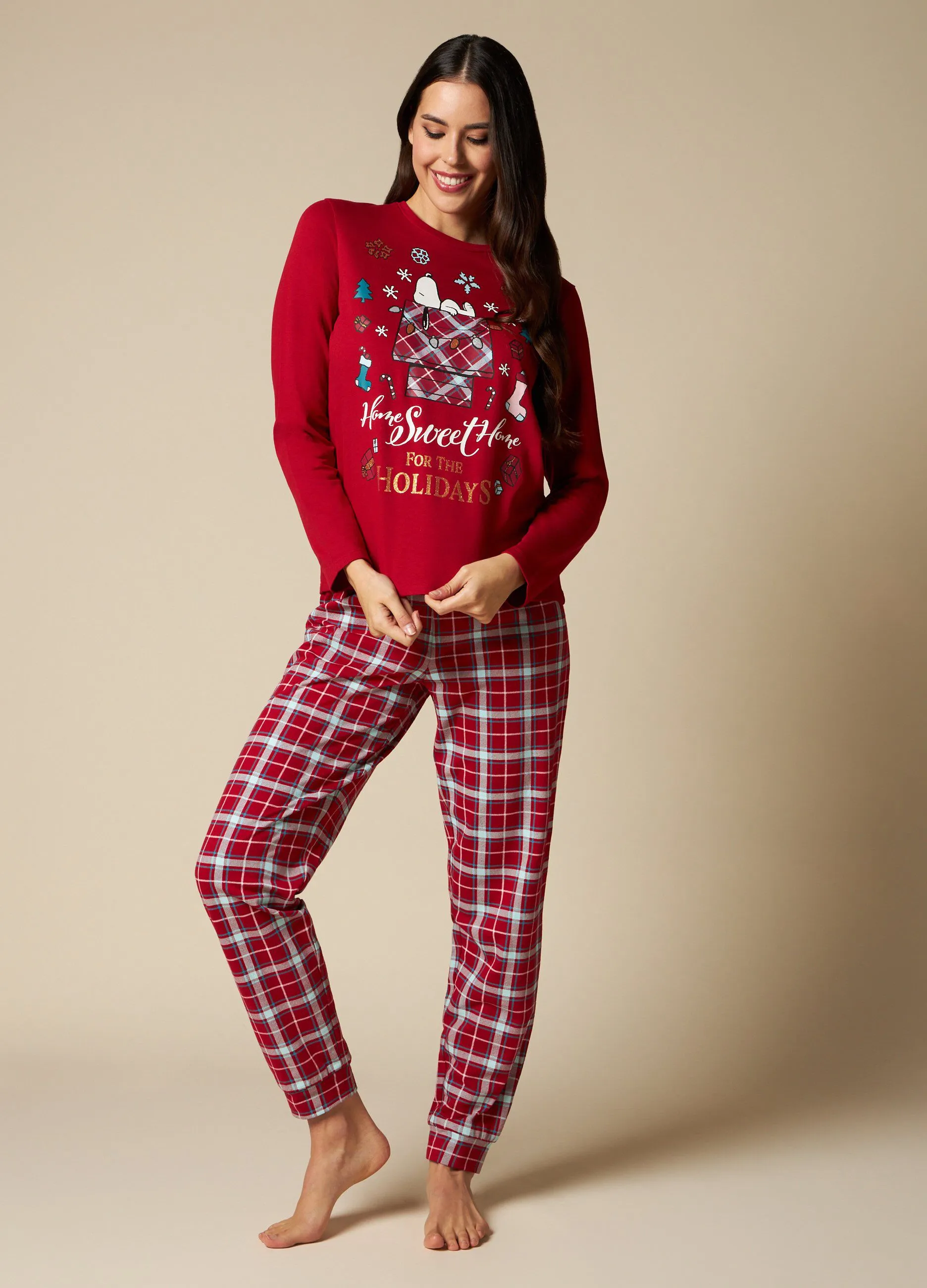 NYMOS  Set pigiama lungo in puro cotone donna