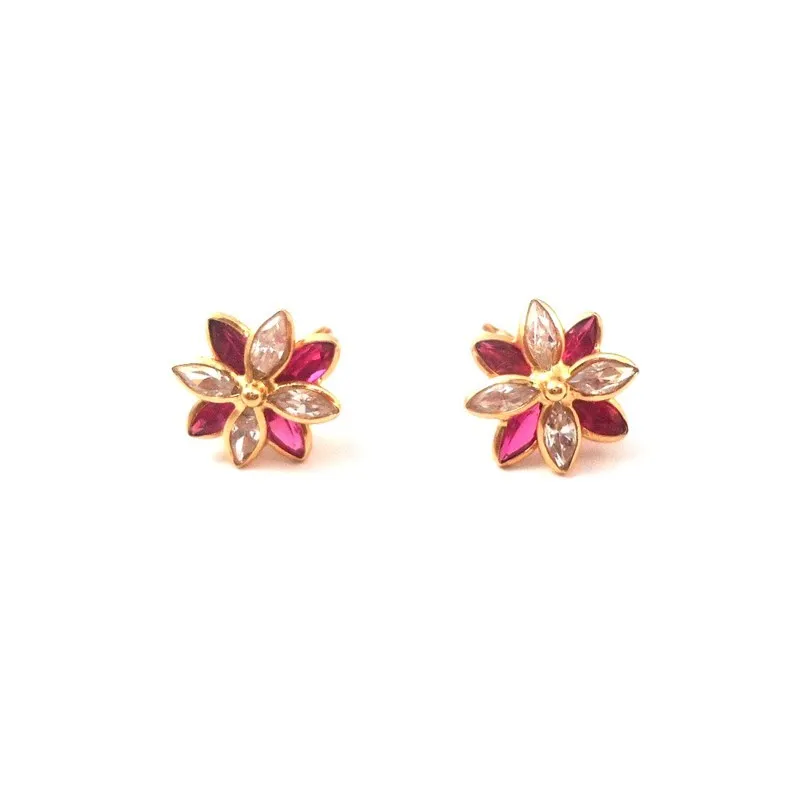 ORECCHINI FIORE IN ORO GIALLO 18 KT CON ZIRCONI