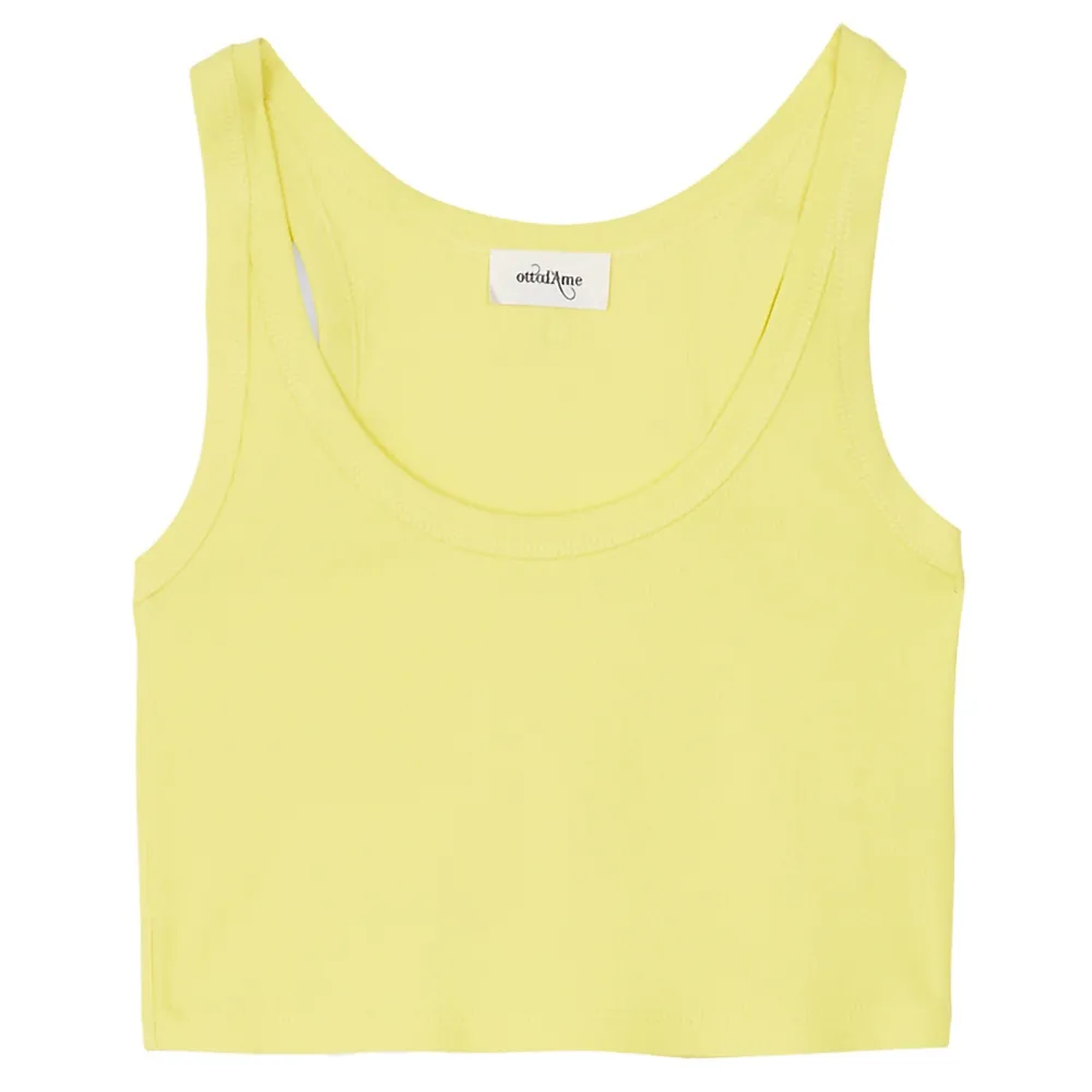 Ottod'Ame - Top Canotta Corto a Costine - Lime - Top - Luxury Exclusive Collection