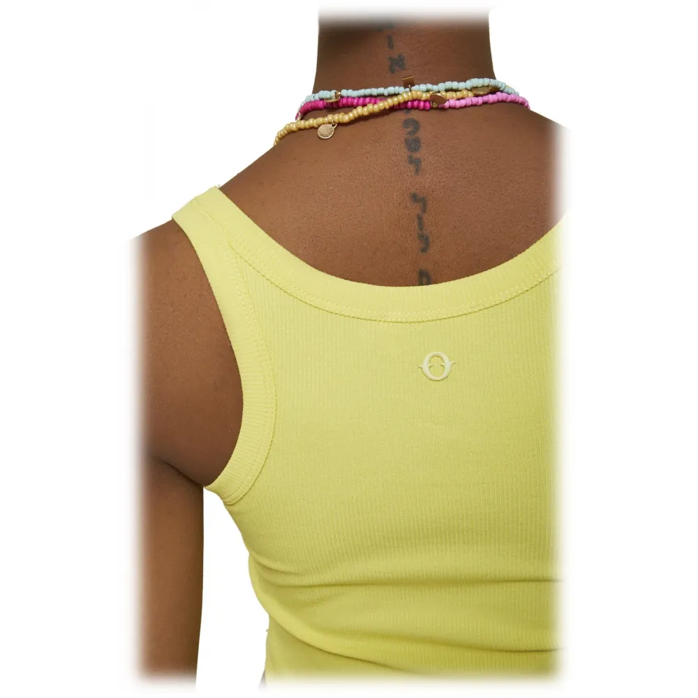 Ottod'Ame - Top Canotta Corto a Costine - Lime - Top - Luxury Exclusive Collection