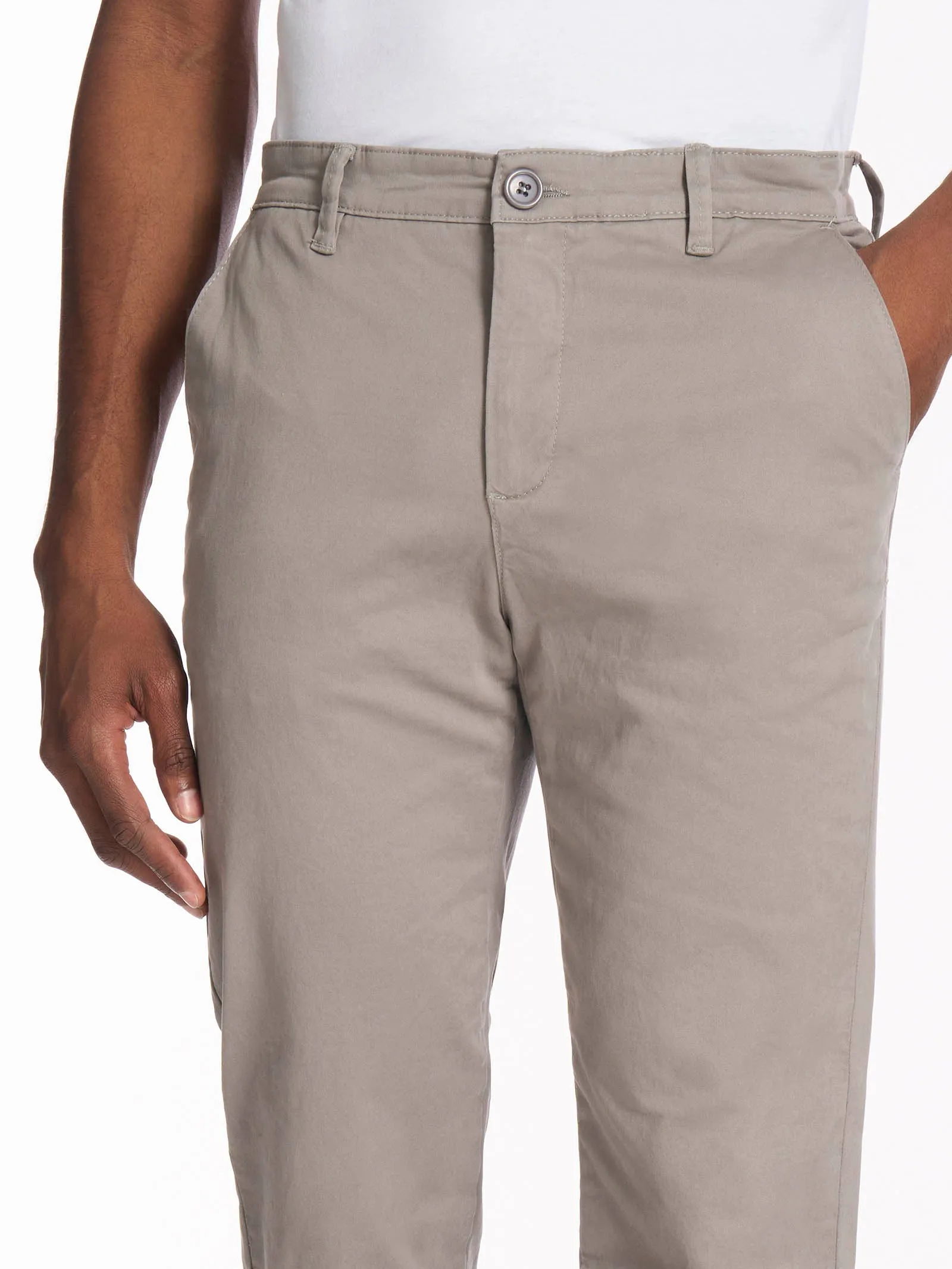 Pantalone chino in Twill di cotone elasticizzato - Pietra