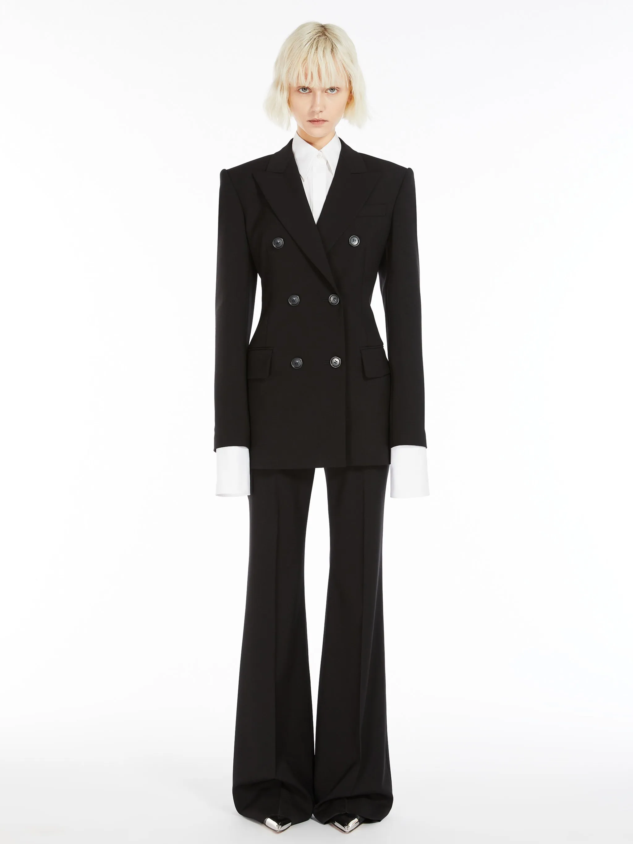Pantalone flare in lana stretch