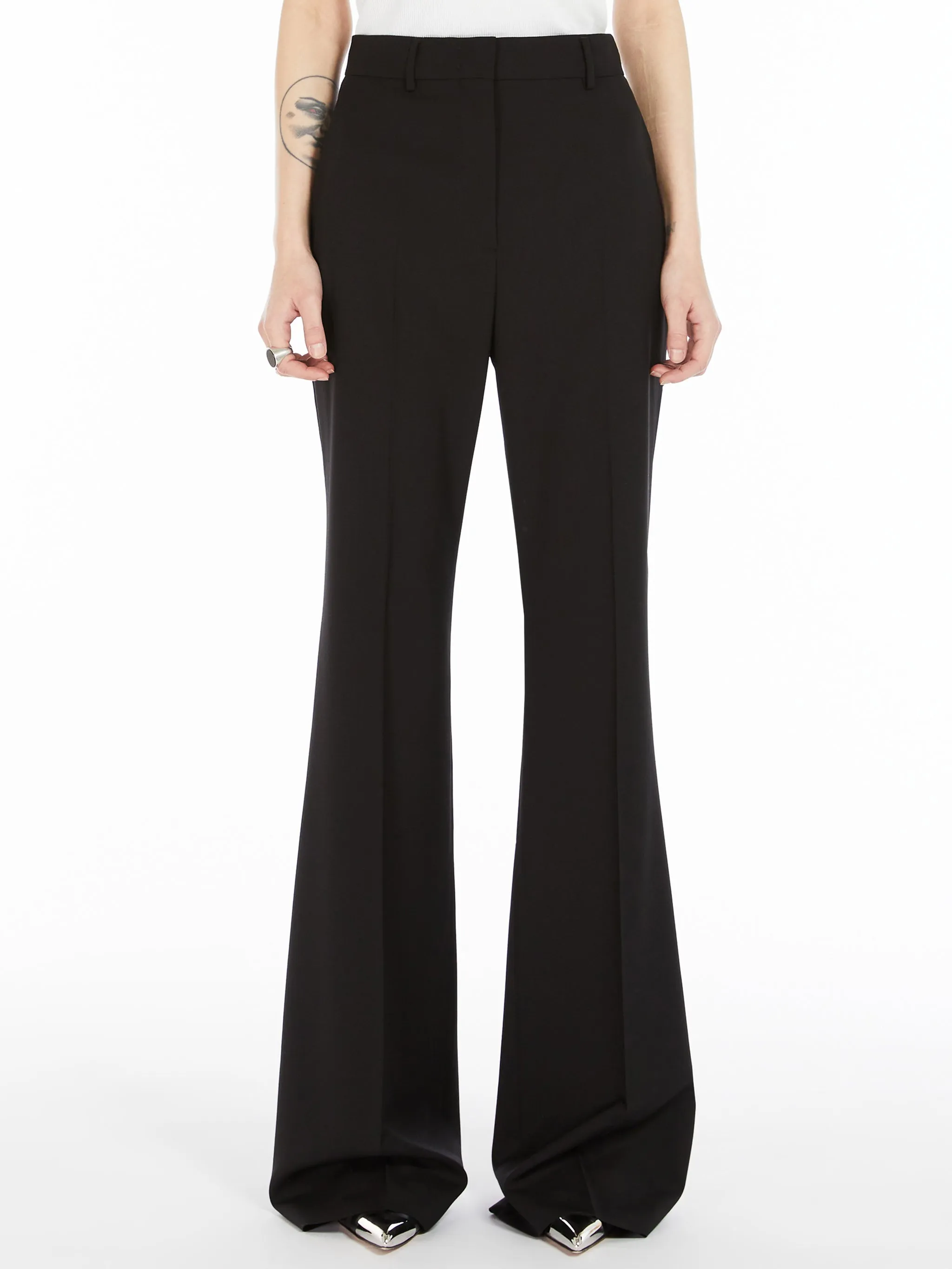 Pantalone flare in lana stretch