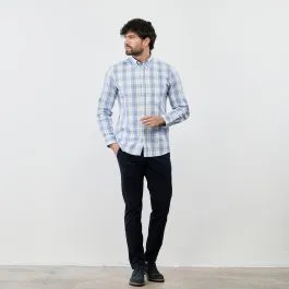 Pantaloni blu in cotone con tasche