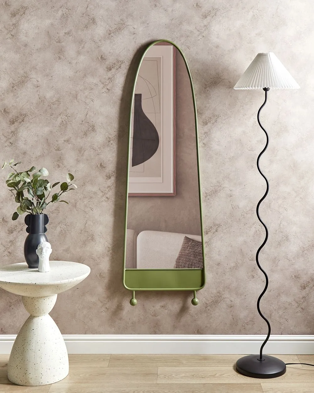 PARNAY Wall Mirror 146 cm 45 cm Olive Green Metal