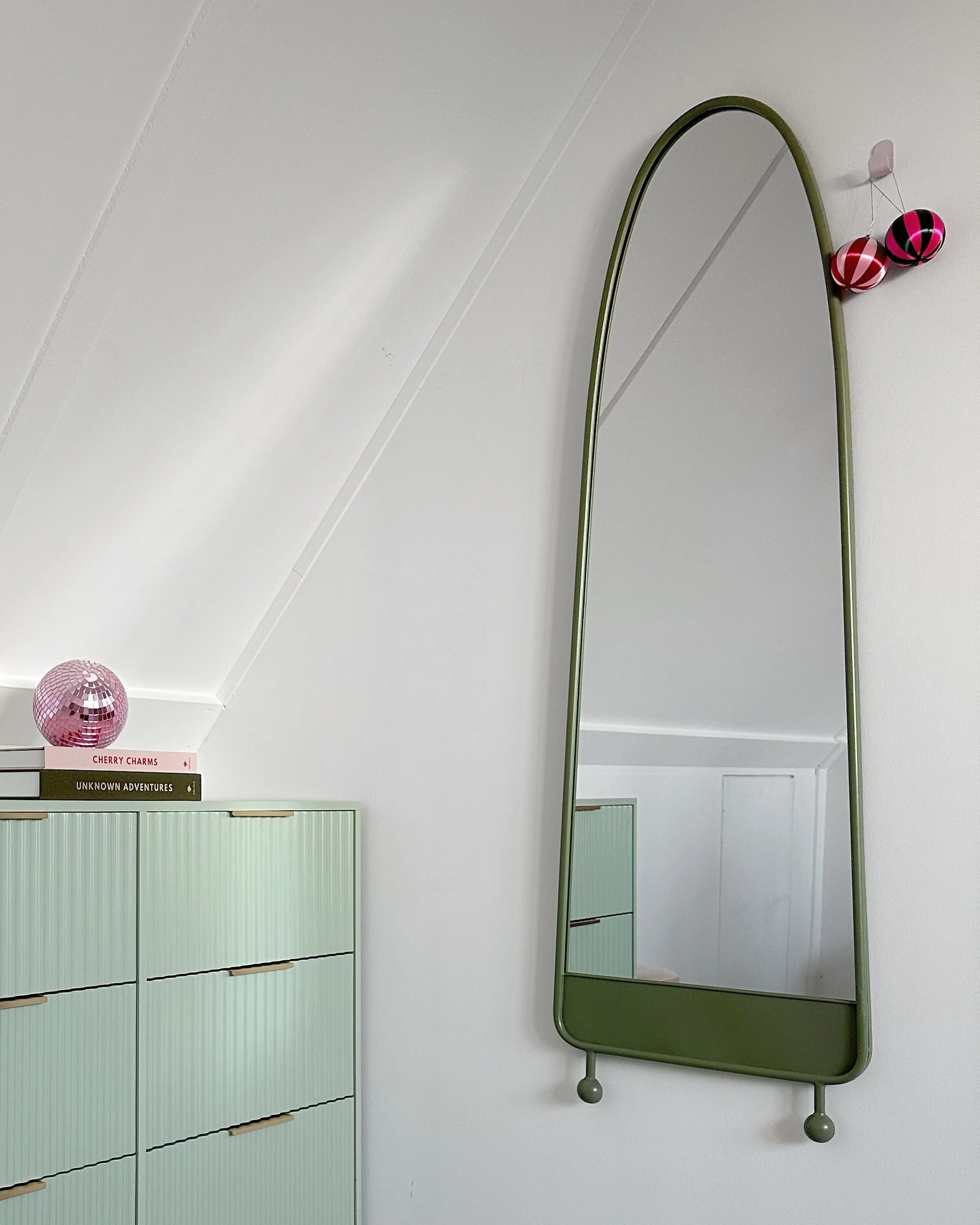 PARNAY Wall Mirror 146 cm 45 cm Olive Green Metal
