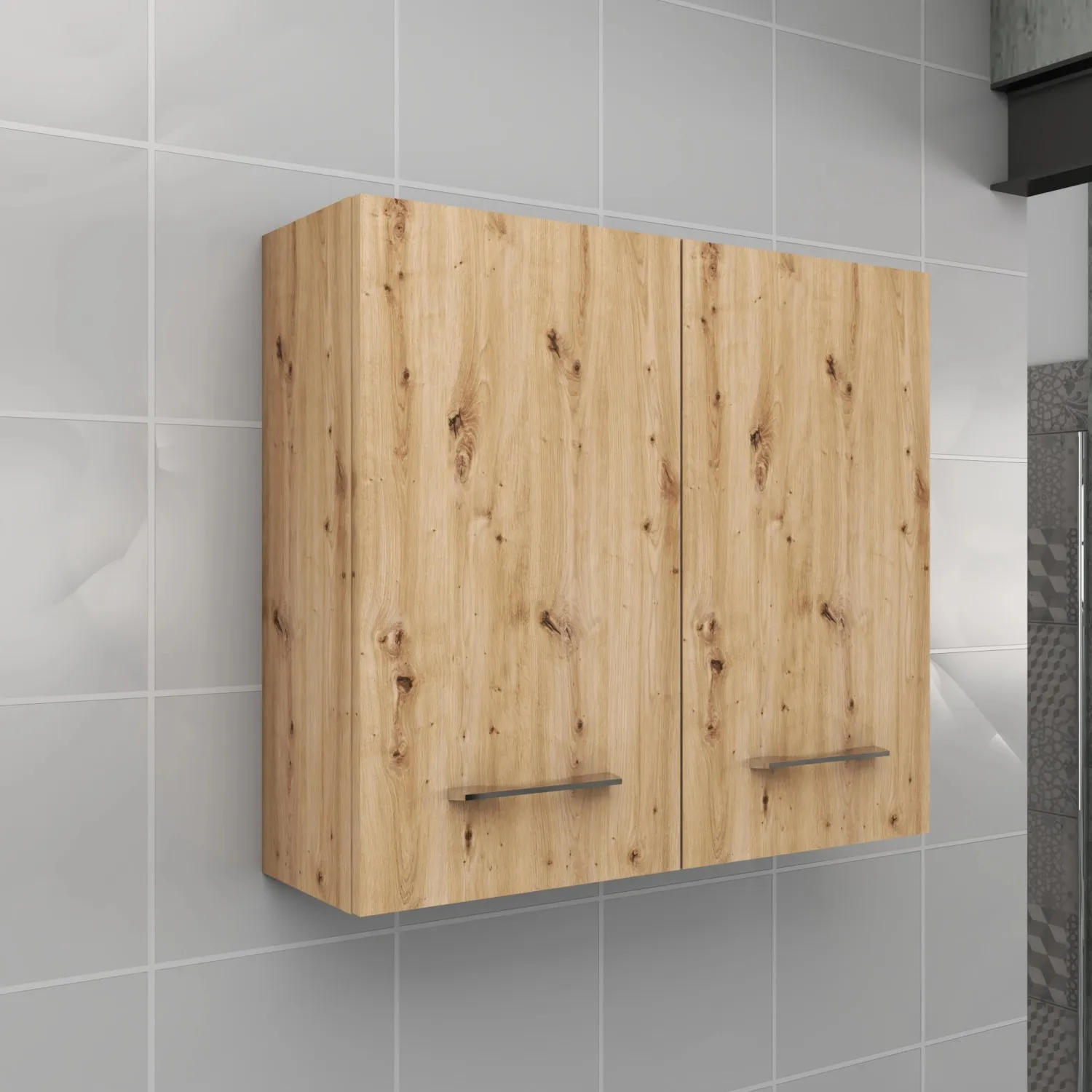 Pensile bagno sospeso con 2 ante 60 cm effetto legn rovere nodato
