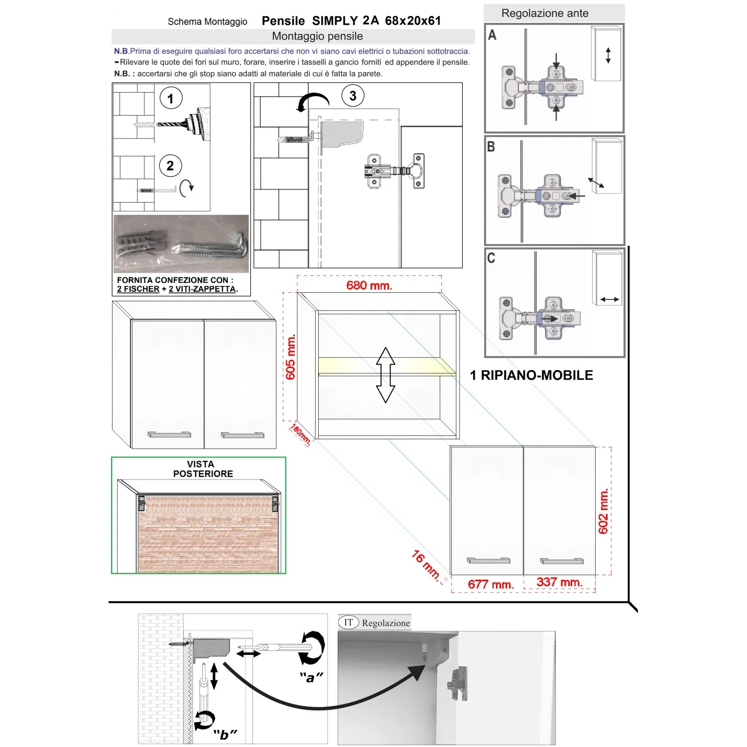 Pensile bagno sospeso con 2 ante 60 cm effetto legn rovere nodato