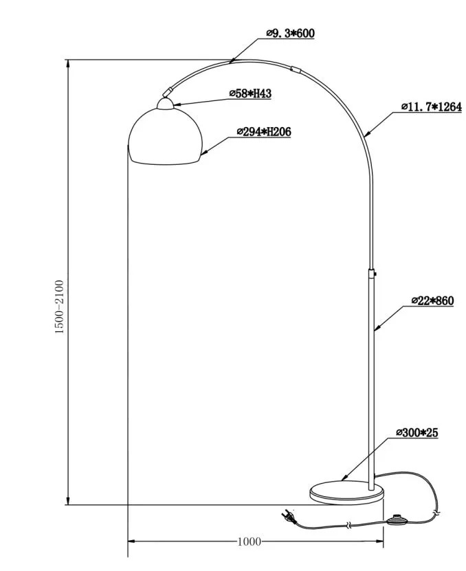 Piantana ad Arco Struuttra Cromo e Coppa E27 Junior II Trio Lighting