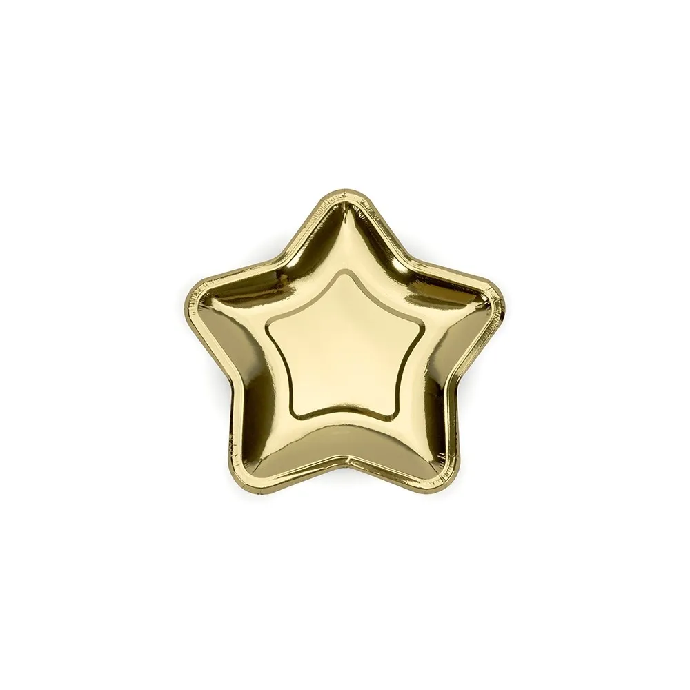 Piatti Oro a Forma Di Stella Decorazioni Tavola Dorate CapodannoCf da 6 pezzi