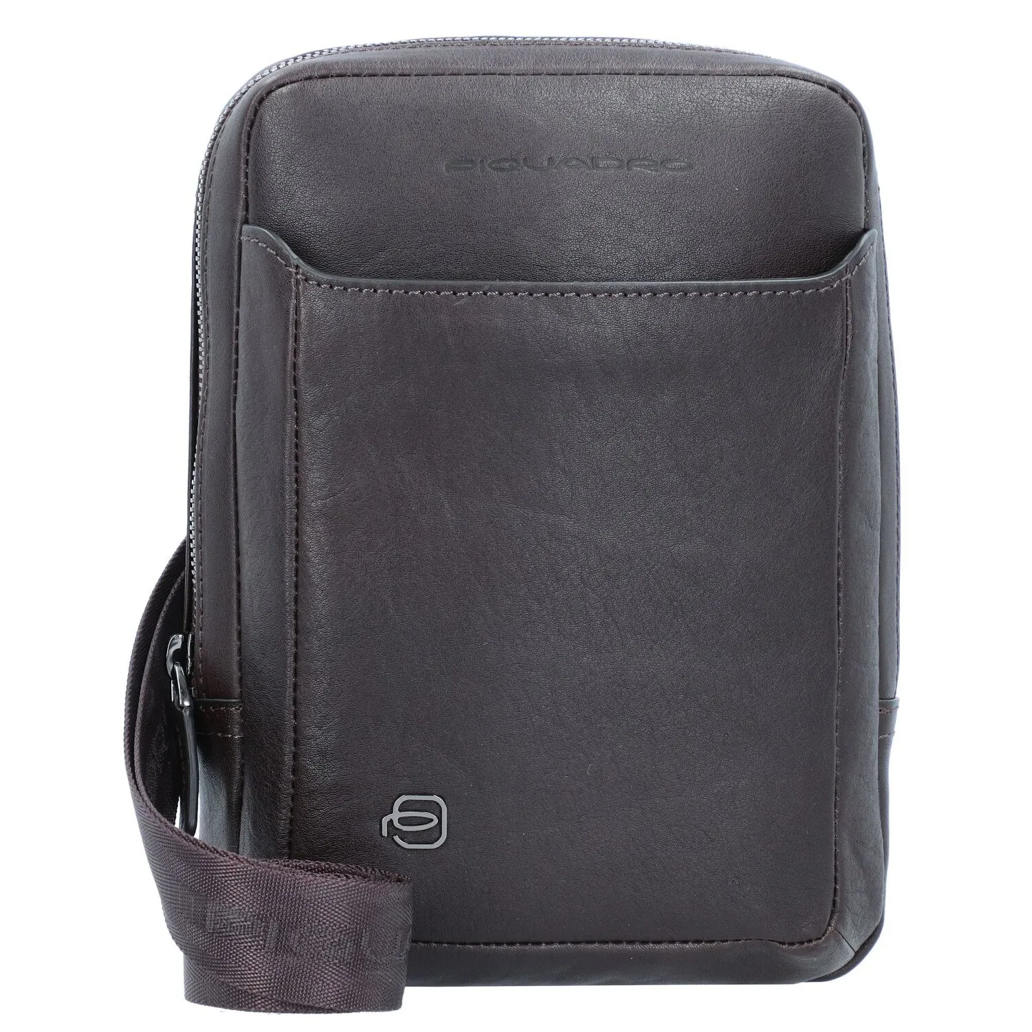 Piquadro Borsa a tracolla quadrata nera in pelle 17 cm