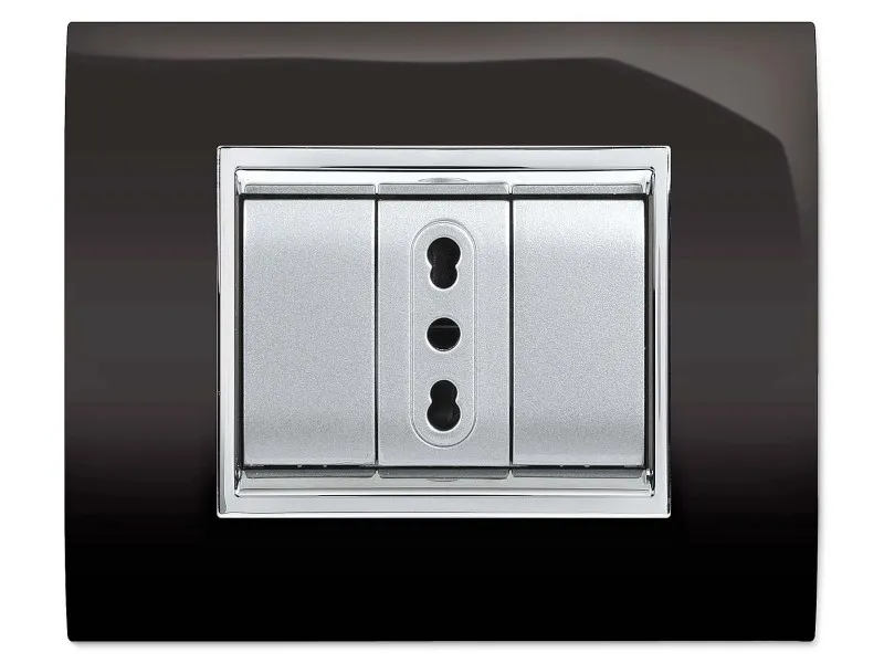 Placca per presa a 3 posti Prestige nero