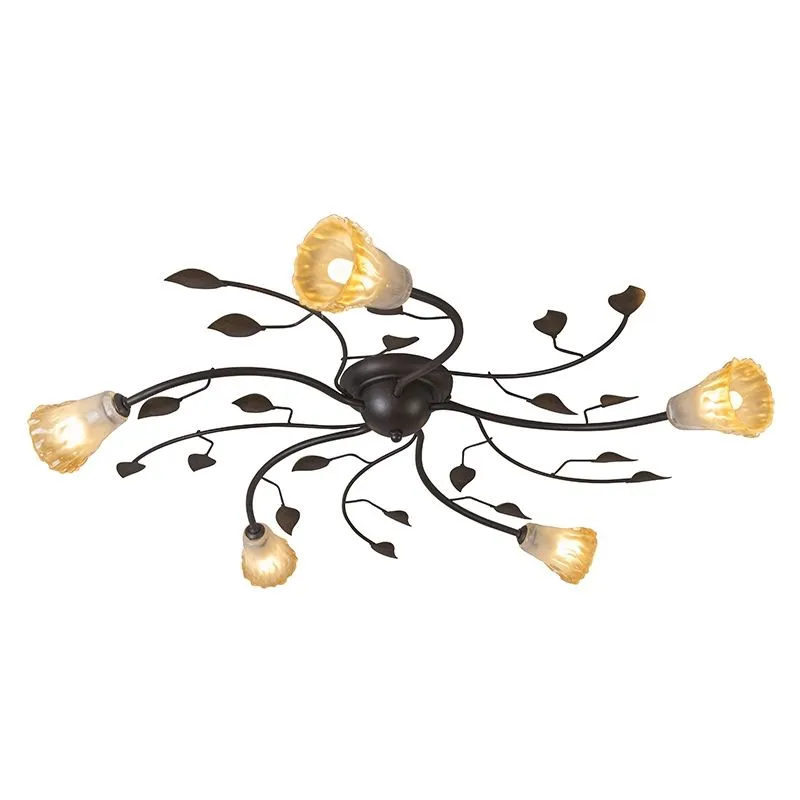 Plafoniera 'Vedelago 5' classico caffè/metallo - adatta per LED / interna