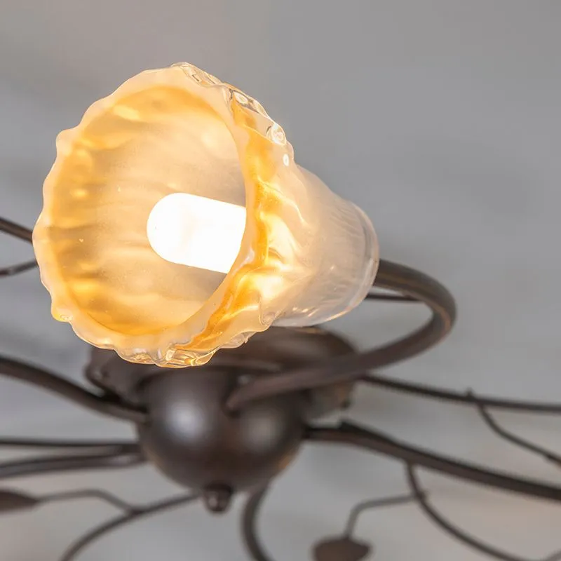 Plafoniera 'Vedelago 5' classico caffè/metallo - adatta per LED / interna