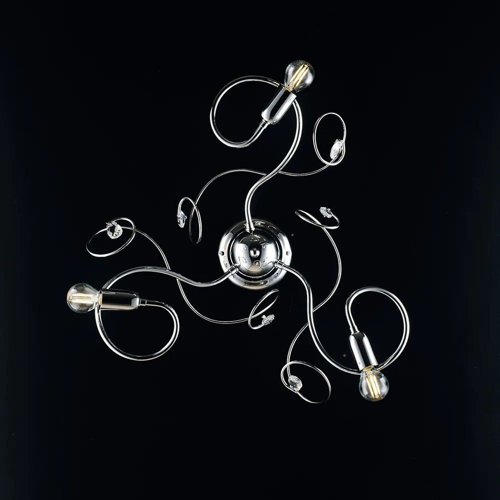 Plafoniera Contemporanea Ghirigori Cromo 3 Luci Twister Be Light