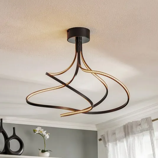 Plafoniera LED Lungo, nero, altezza 42 cm