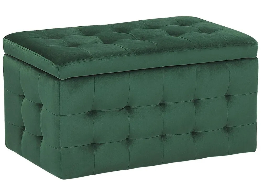 Pouf ottomano con contenitore velluto verde scuro MICHIGAN