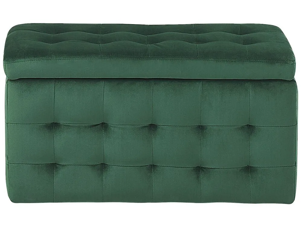 Pouf ottomano con contenitore velluto verde scuro MICHIGAN