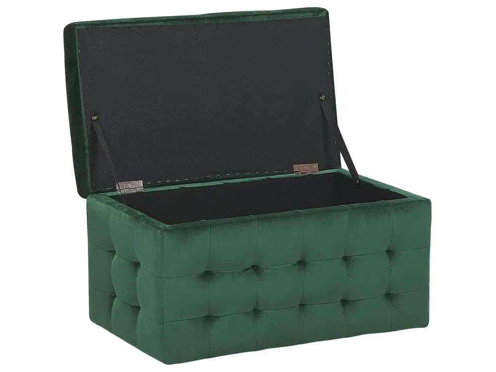 Pouf ottomano con contenitore velluto verde scuro MICHIGAN