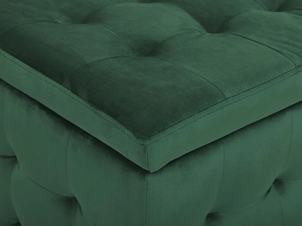 Pouf ottomano con contenitore velluto verde scuro MICHIGAN