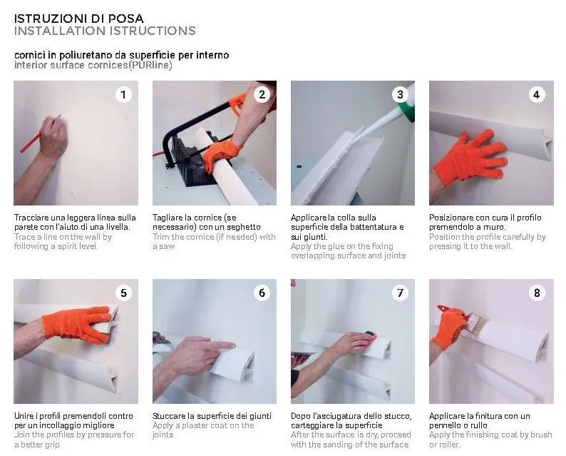 Profilo da Parete o Cartongesso per Strisce Led a Doppia Illuminazione Indiretta in Polistirene Estruso (XPS) DIM.mm 1150X95X95 