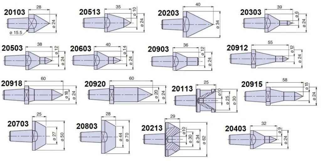 PTM-C20003 Nuova PTM meccanica cuspidi cono morse CM3 a scelta per contropunte CN -CS