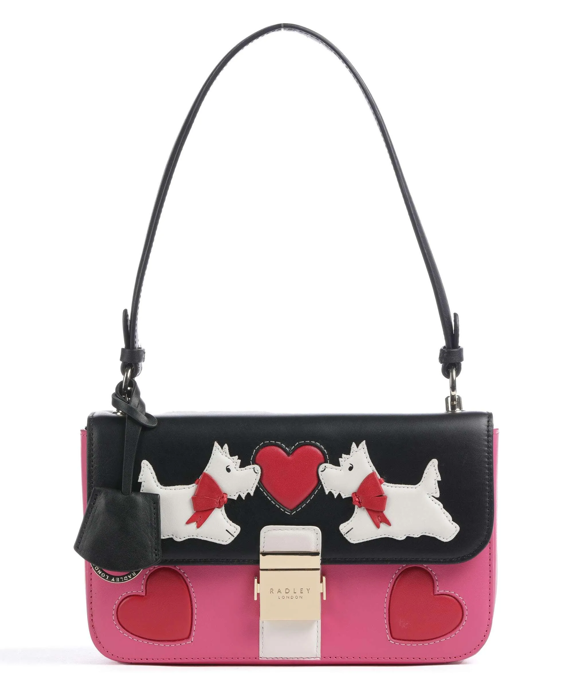  Radley London Valentines Borsa a spalla pelle a grana fine nero/pink  