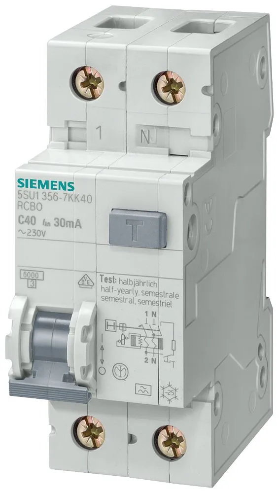 RCBO Siemens 5SU1656-7KK32, 2P, 32A, sensibilità 300mA