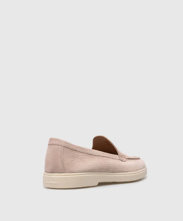 Santoni Mocassini in pelle beige con logo WUYA58856TISNPRX