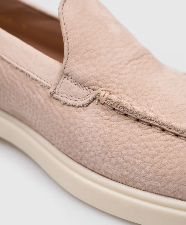Santoni Mocassini in pelle beige con logo WUYA58856TISNPRX