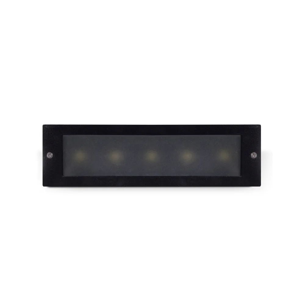 Segnapasso Led Nero 5W da incasso a parete Rettangolare IP65 Bianco freddo 6000K Wisdom
