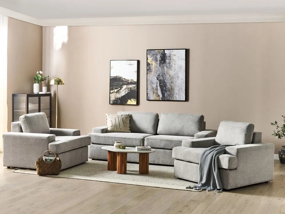 Set da salotto 5 posti tessuto grigio chiaro ALLA