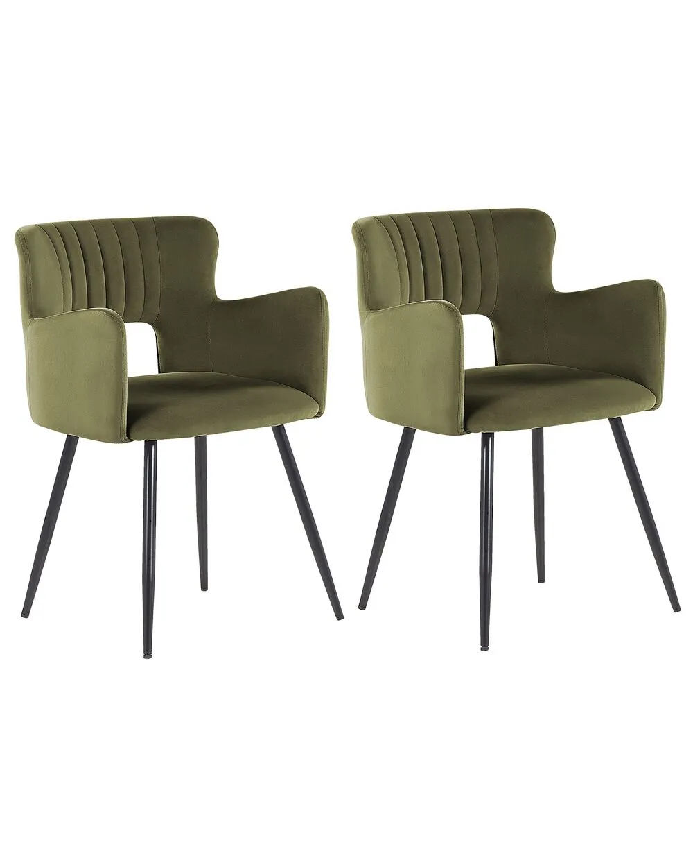 Set di 2 sedie da pranzo SANILAC Velluto Verde oliva