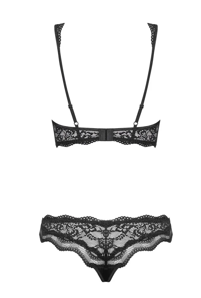 Set di lingerie in pizzo INT583 Nero