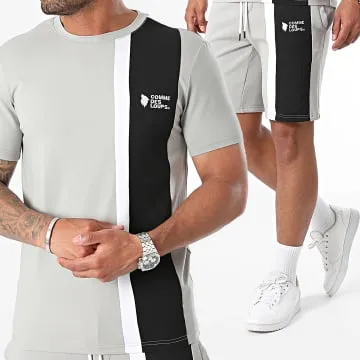 Set di maglietta e pantaloncini da jogging grigio-nero Amalfi