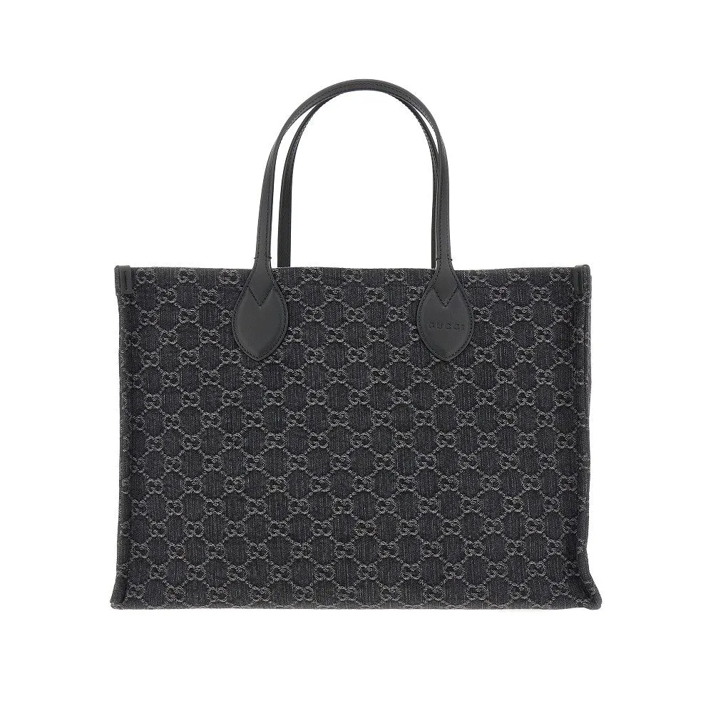 Shopping bag 'Ophidia' grande in denim GG